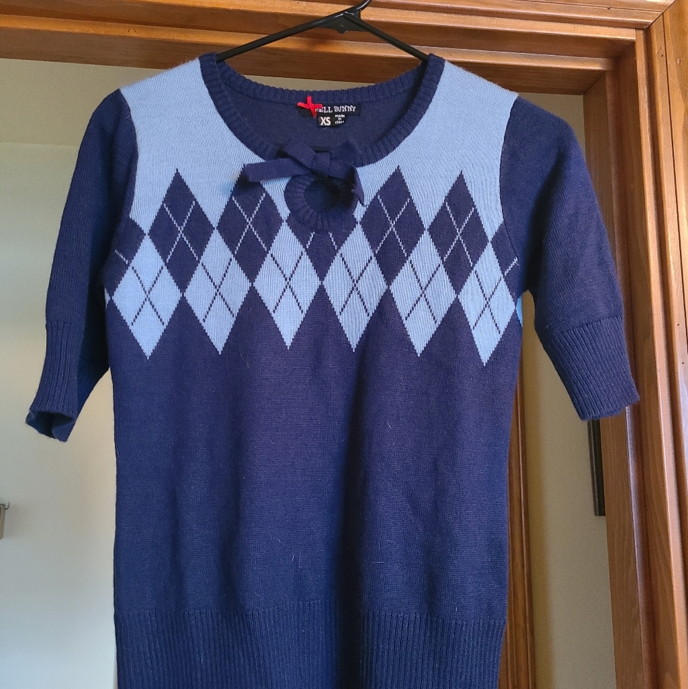 Blue argyle Hell Bunny sweater